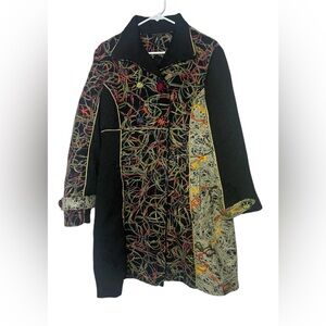 Colorful Embroidered Women's Trench Coat
